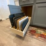 Sloped Pullout Shelf Baking Sheet Storage