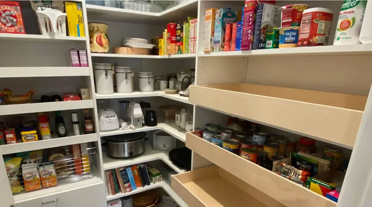 pantry shelves for more storage and organization for food and supplies
